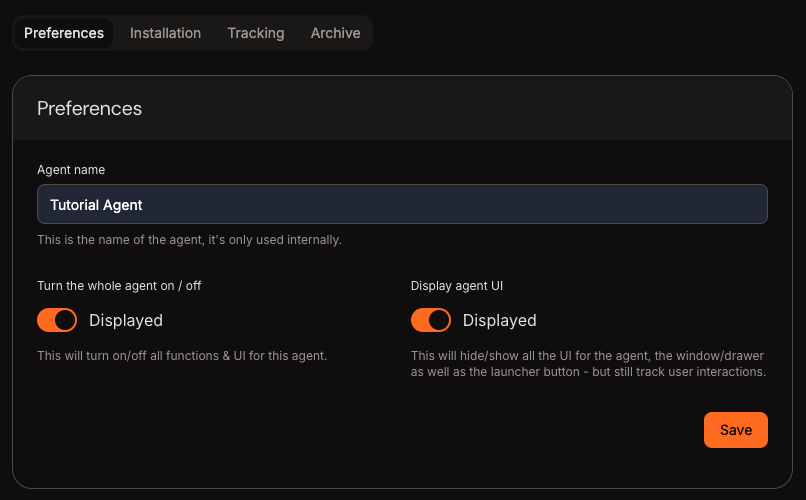 Enabling and Disabling Modules using the Agent's Settings